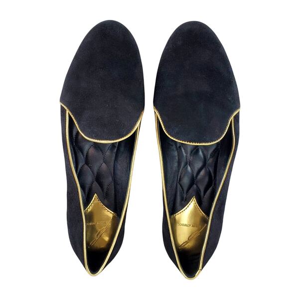 Brian Atwood Claudelle Mens Suede Black Smoking Slippers 8 Black Slip on Loafers - Picture 1 of 12